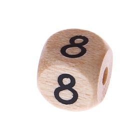 Zahlenperlen Zahlenwürfel Holz 10 mm geprägt '8' 75 auf Lager