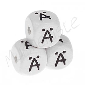 Letter beads white 10x10mm embossed 'Ä' 320 in stock 