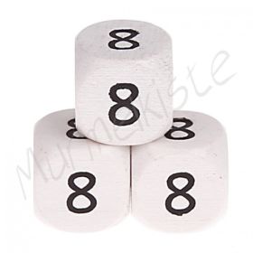 Letter beads white 10x10mm embossed '8' 424 in stock 