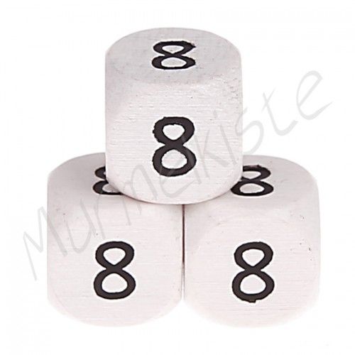 Buchstabenperlen weiß 10x10mm geprägt '8' 410 auf Lager