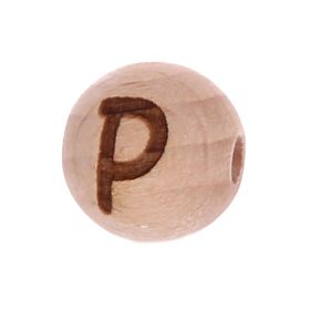 Letter beads 12mm with laser engraving - drilled horizontally 'P' 178 in stock 