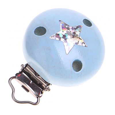 Schnullerclip Glitzerstern 'babyblau' 0 auf Lager