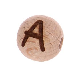 Letter beads 12mm with laser engraving - drilled horizontally 'A' 724 in stock 
