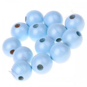 Holzperlen Perlmutt 12mm • 25 Stück 'babyblau' 160 auf Lager