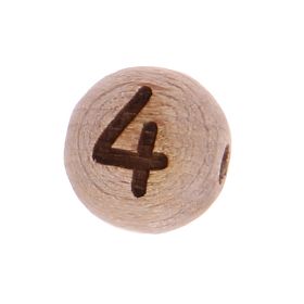 Letter beads 12mm with laser engraving - drilled horizontally '4' 192 in stock 