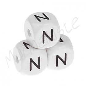 Letter beads white 10x10mm embossed 'N' 380 in stock 