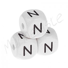 Buchstabenperlen weiß 10x10mm geprägt 'N' 0 auf Lager