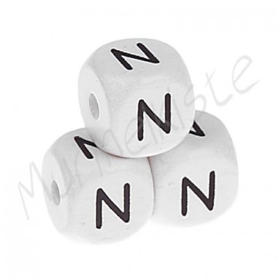 Buchstabenperlen weiß 10x10mm geprägt 'N' 948 auf Lager