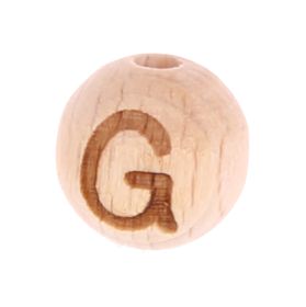 Letter beads 12mm with laser engraving - drilled vertically 'G' 193 in stock 