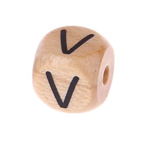 Buchstabenperlen Buchstabenwürfel Holz geprägt 10mm 'V' 408 auf Lager
