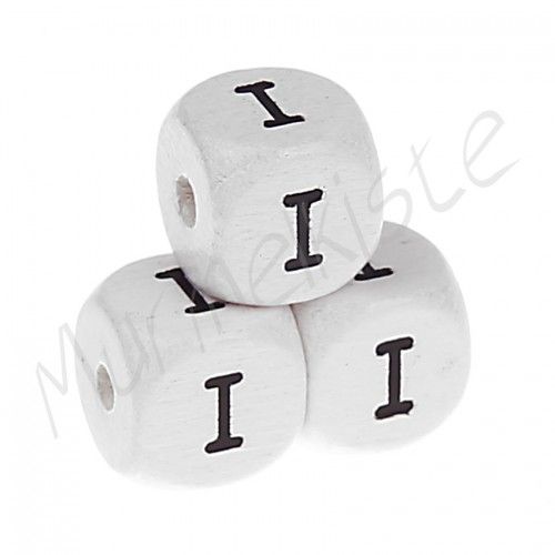 Buchstabenperlen weiß 10x10mm geprägt 'I' 437 auf Lager