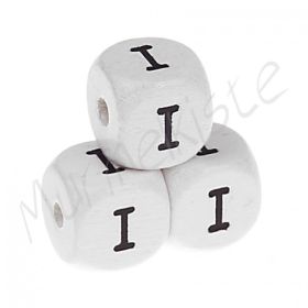 Buchstabenperlen weiß 10x10mm geprägt 'I' 56 auf Lager