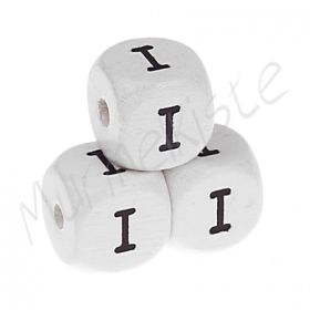 Letter beads white 10x10mm embossed 'I' 74 in stock 