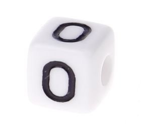 Plastic letter cube 10x10mm white/black - 10 pcs 'O' 581 in stock 