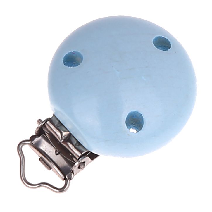 Holzclip / Schnullerclip Ø35mm 'babyblau' 927 auf Lager