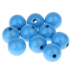 Holzperlen 18mm • 10 Stück 'skyblau' 62 auf Lager