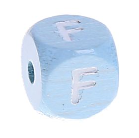 Buchstabenperlen babyblau 10x10mm 'F' 830 auf Lager