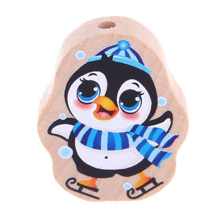 Motivperle Pinguin natur 'Schal blau' 31 auf Lager