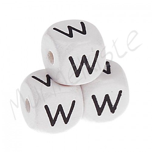 Buchstabenperlen weiß 10x10mm geprägt 'W' 1146 auf Lager