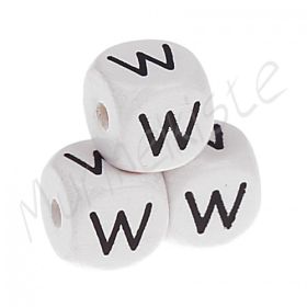 Letter beads white 10x10mm embossed 'W' 802 in stock 
