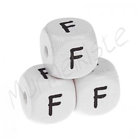 Letter beads white 10x10mm embossed 'F' 810 in stock 