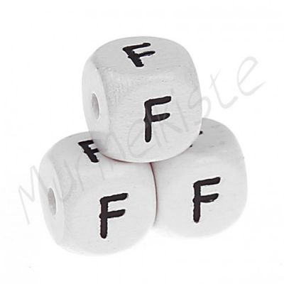Buchstabenperlen weiß 10x10mm geprägt 'F' 892 auf Lager