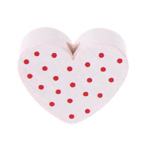 Dotted heart motif bead 'white-red' 2465 in stock 