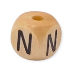 Vertikale Buchstabenwürfel Holz geprägt 10mm Buchstabenperlen 'N' 421 auf Lager