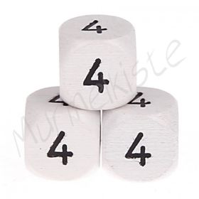 Letter beads white 10x10mm embossed '4' 369 in stock 