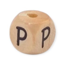 Vertikale Buchstabenwürfel Holz geprägt 10mm Buchstabenperlen 'P' 228 auf Lager