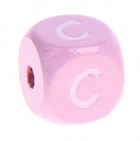 Wooden letters pink 10 mm x 10 mm 'C' 474 in stock 