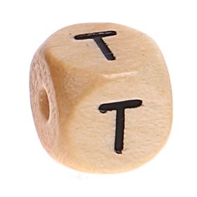 Letter cube wood embossed 10 mm 'T' 0 in stock 