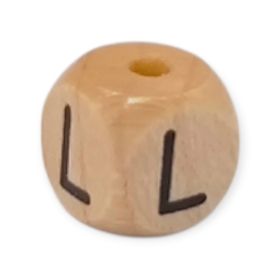 Vertikale Buchstabenwürfel Holz geprägt 10mm Buchstabenperlen 'L' 437 auf Lager
