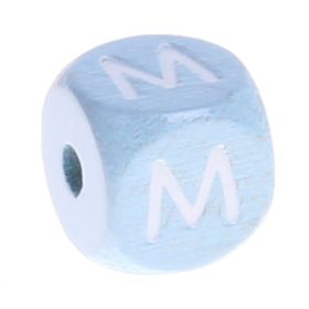 Letter beads baby blue 10x10mm 'M' 790 in stock 