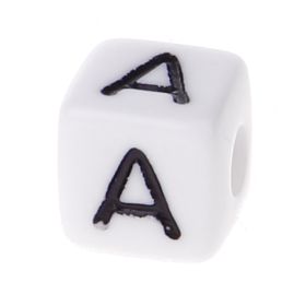 Plastic letter cube 10x10mm white/black - 10 pcs 'A' -2 in stock 