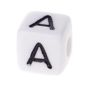 Buchstabenwürfel Kunststoff 10x10mm weiß/schwarz • 10 Stk 'A' 489 auf Lager