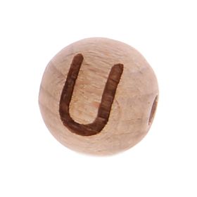 Letter beads 12mm with laser engraving - drilled horizontally 'U' 169 in stock 