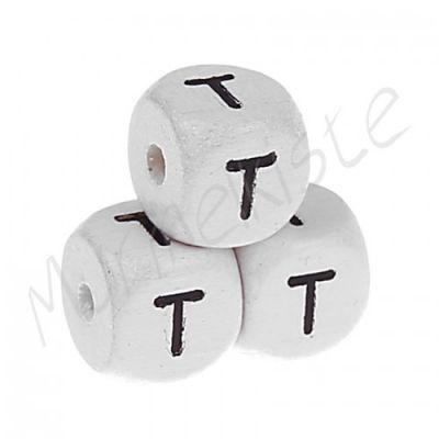Buchstabenperlen weiß 10x10mm geprägt 'T' 686 auf Lager