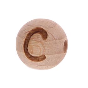 Letter beads 12mm with laser engraving - drilled horizontally 'C' 100 in stock 