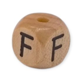 Vertikale Buchstabenwürfel Holz geprägt 10mm Buchstabenperlen 'F' 240 auf Lager