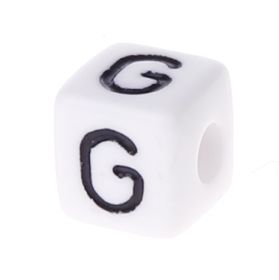 Plastic letter cube 10x10mm white/black - 10 pcs 'G' 393 in stock 