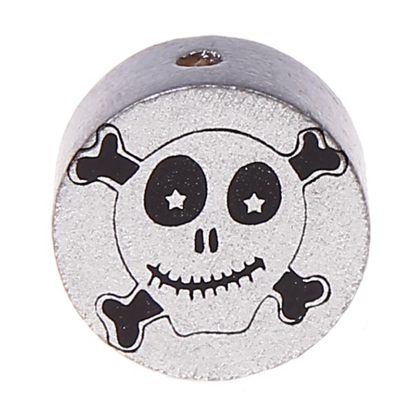 Motivperle Scheibe Happy Skull 'silber' 922 auf Lager