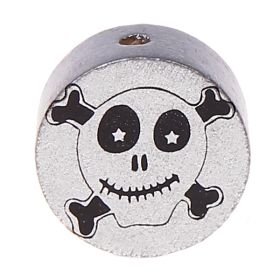 Motivperle Scheibe Happy Skull 'silber' 563 auf Lager