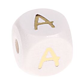 Buchstabenperlen weiss-gold 10mm x 10mm 'A' 1432 auf Lager