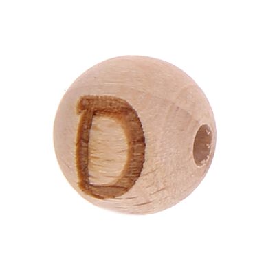 Letter beads 12mm with laser engraving - drilled horizontally 'D' 295 in stock 