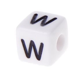 Plastic letter cube 10x10mm white/black - 10 pcs 'W' 492 in stock 