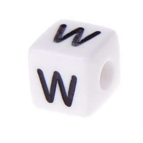 Buchstabenwürfel Kunststoff 10x10mm weiß/schwarz • 10 Stk 'W' 421 auf Lager