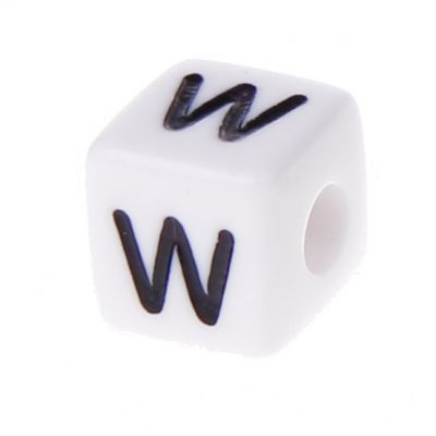 Buchstabenwürfel Kunststoff 10x10mm weiß/schwarz • 10 Stk 'W' 351 auf Lager