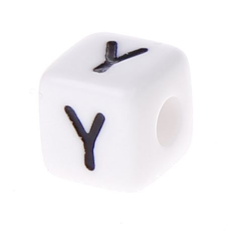 Buchstabenwürfel Kunststoff 10x10mm weiß/schwarz • 10 Stk 'Y' 227 auf Lager