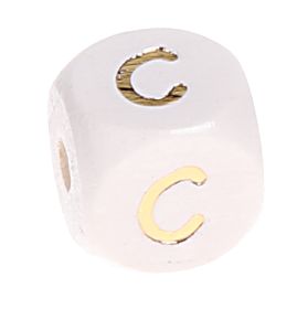 Letter beads white-gold 10mm x 10mm 'C' 131 in stock 
